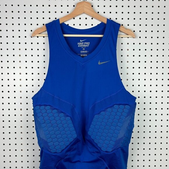 Nike Pro Combat Mens‎ Size XL Compression Tank Top Padded Training Blue Workout - Picture 1 of 6